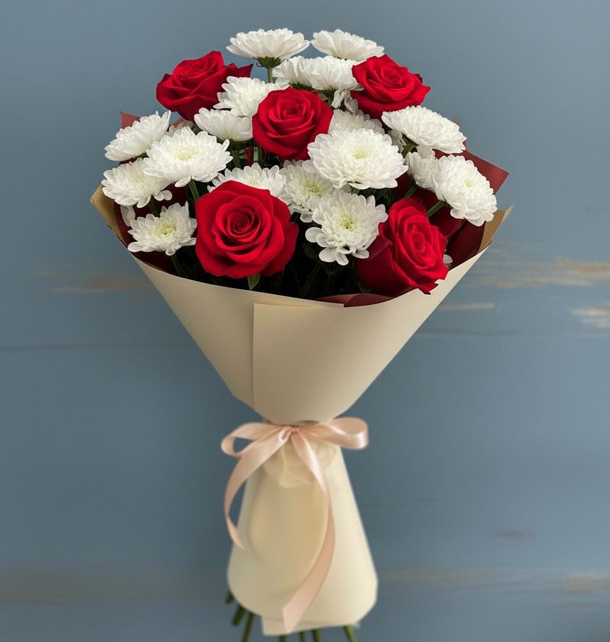 Букет цветов из: Розы и Хризантемы в Северном