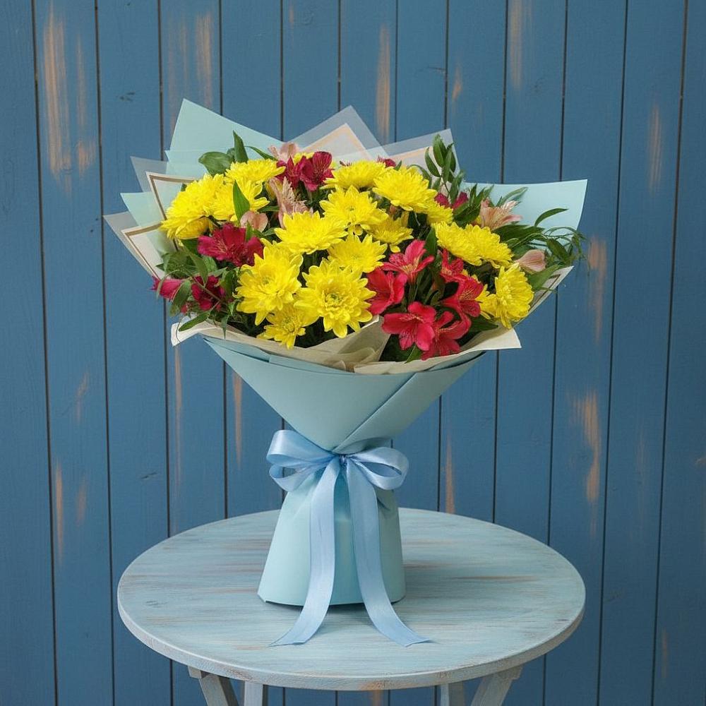 Букет цветов из: Альстромерии и Хризантемы в Северном