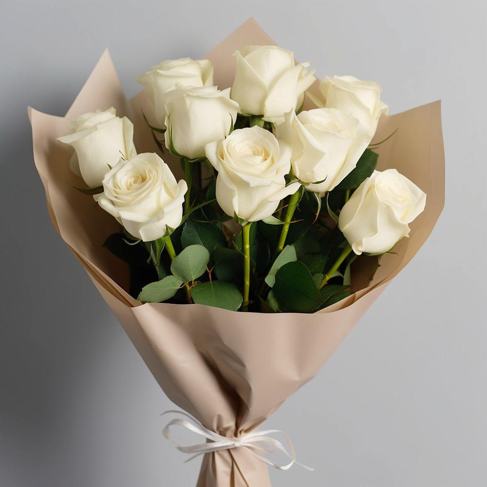 Букет 9 Белых роз Эдлесс Лав в Северном