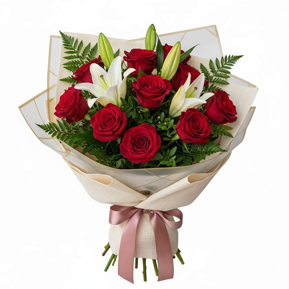 Букет цветов из: Лилии и Розы в Северном