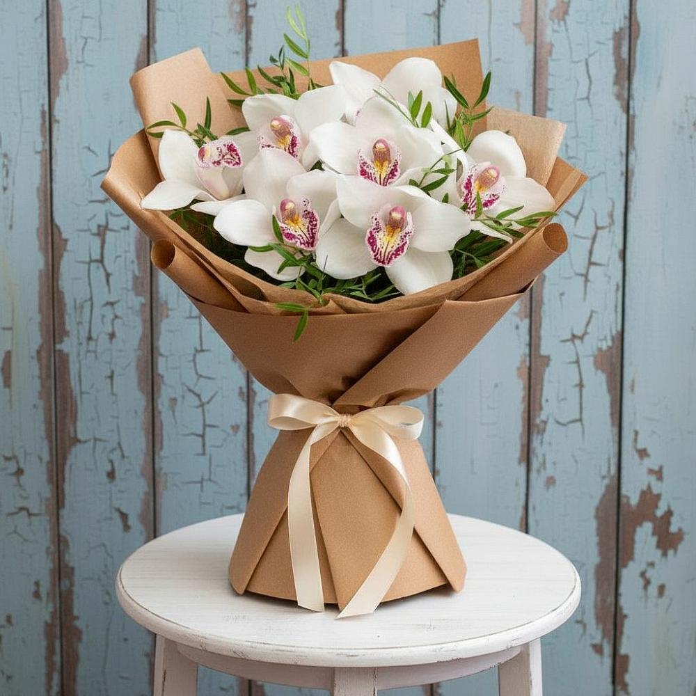 Букет цветов из: Орхидеи и Розы в Северном
