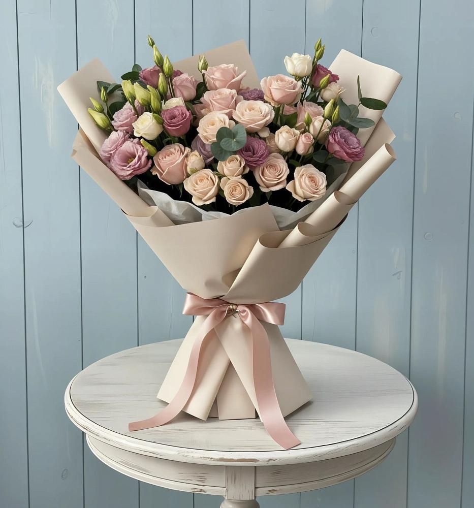 Букет цветов из: Розы и Лизиантусы в Северном