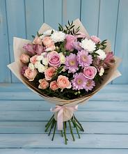 Букет цветов из:  Хризантемы, Розы и Альстромерии в Северном